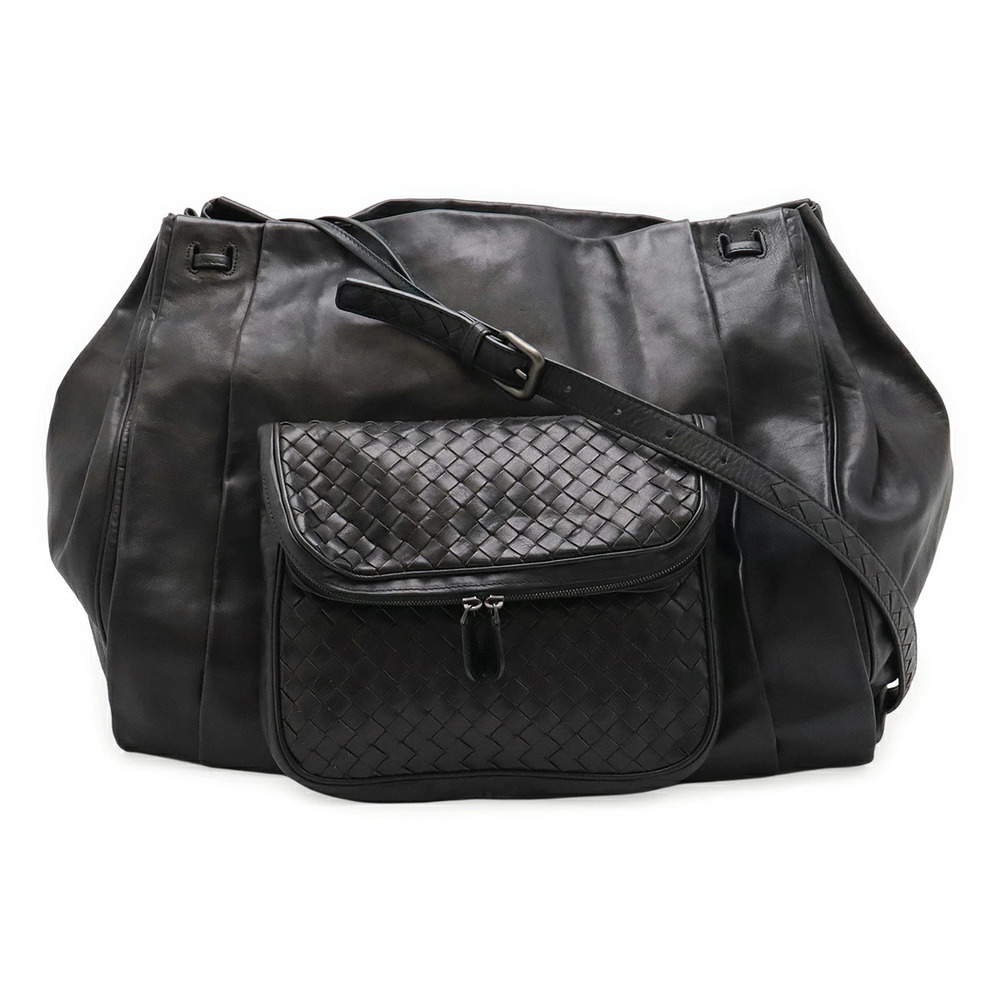 BOTTEGA VENETA Intrecciato Crossbody Bag Leather Black